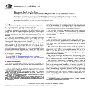 ASTM C1064/C1064M − 12 Standard Test Method for Temperature of Freshly Mixed Hydraulic-Cement Concrete