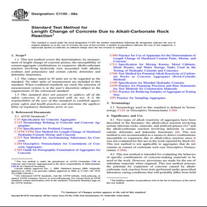 ASTM C1105 − 08a Standard Test Method for Length Change of Concrete Due to Alkali-Carbonate Rock Reaction