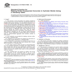 ASTM C1176/C1176M − 13 Standard Practice for Making Roller-Compacted Concrete in Cylinder Molds Using a Vibrating Table