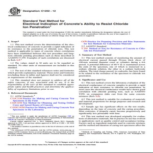 ASTM C1202 − 12 Standard Test Method for Electrical Indication of Concretes Ability to Resist Chloride Ion Penetration