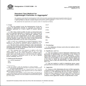 ASTM C123/C123M 14 Standard Test Method for Lightweight Particles in Aggregate 