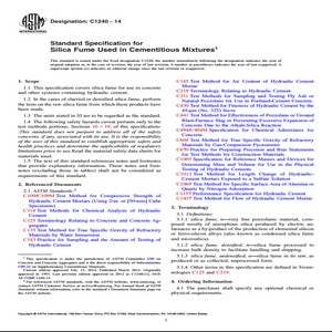 ASTM C1240 − 14 Standard Specification for Silica Fume Used in Cementitious Mixtures