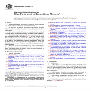 ASTM C1240 − 15 Standard Specification for Silica Fume Used in Cementitious Mixtures