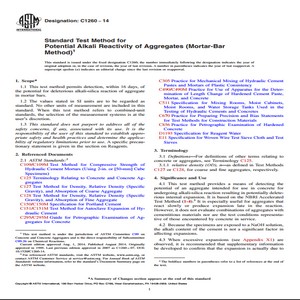 ASTM C1260 − 14 Standard Test Method for Potential Alkali Reactivity of Aggregates Mortar-Bar Method