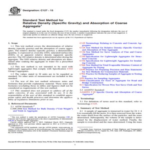 ASTM C127 − 15 Standard Test Method for Relative Density Specific Gravity and Absorption of Coarse Aggregate