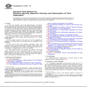 ASTM C128 − 15 Standard Test Method for Relative Density Specific Gravity and Absorption of Fine Aggregate