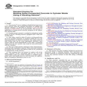 ASTM C1435/C1435M − 14 Standard Practice for Molding Roller-Compacted Concrete in Cylinder Molds Using a Vibrating Hammer