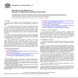 ASTM C143/C143M − 12 Standard Test Method for Slump of Hydraulic Cement Concrete 