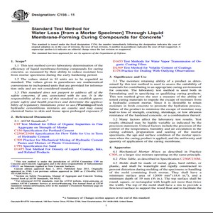 ASTM C156 − 11Standard Test Method for Water Loss from a Mortar Specimen Through Liquid Membrane Forming Curing Compounds for Concrete