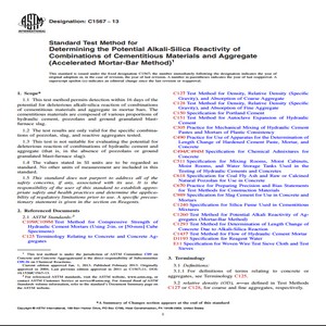 ASTM C1567 − 13 Standard Test Method for Determining the Potential Alkali-Silica Reactivity of Combinations of Cementitious Materials and Aggregate Accelerated Mortar-Bar Method