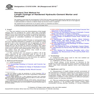 ASTM C157/C157M − 08 Reapproved 2014 Standard Test Method for Length Change of Hardened Hydraulic Cement Mortar and Concrete