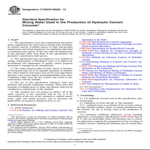 ASTM C1602/C1602M − 12 Standard Specification for Mixing Water Used in the Production of Hydraulic Cement Concrete