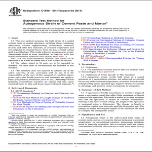 ASTM C1698 − 09 Reapproved 2014 Standard Test Method for Autogenous Strain of Cement Paste and Mortar