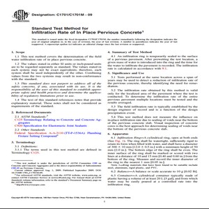 ASTM C1701/C1701M − 09 Standard Test Method for Infiltration Rate of In Place Pervious Concrete