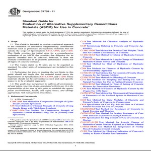 ASTM C1709 − 11 Standard Guide for Evaluation of Alternative Supplementary Cementitious Materials ASCM for Use in Concrete