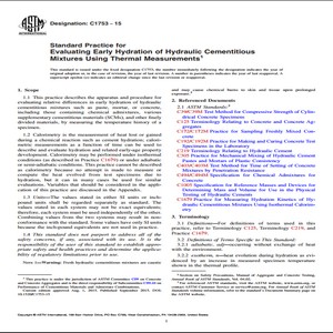 ASTM C1753 − 15 Standard Practice for Evaluating Early Hydration of Hydraulic Cementitious Mixtures Using Thermal Measurements