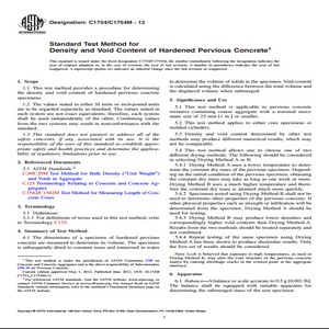 ASTM C1754/C1754M − 12 Standard Test Method for Density and Void Content of Hardened Pervious Concrete