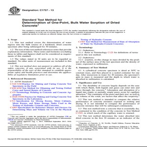 ASTM C1757 − 13 Standard Test Method for Determination of One-Point Bulk Water Sorption of Dried Concrete