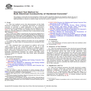 ASTM C1760 − 12 Standard Test Method for Bulk Electrical Conductivity of Hardened Concrete