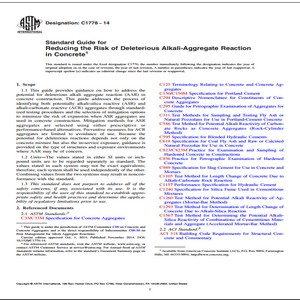 ASTM C1778 − 14 Standard Guide for Reducing the Risk of Deleterious Alkali-Aggregate Reaction in Concrete