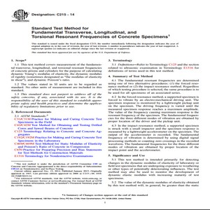 ASTM C215 − 14 Standard Test Method for Fundamental Transverse Longitudinal and Torsional Resonant Frequencies of Concrete Specimens