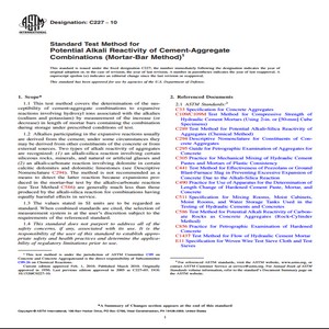 ASTM C227 − 10 Standard Test Method for Potential Alkali Reactivity of Cement Aggregate Combinations Mortar Bar Method