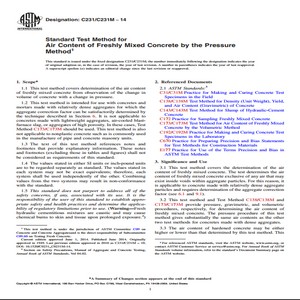 ASTM C231/C231M 14 Standard Test Method for Air Content of Freshly Mixed Concrete by the Pressure Method