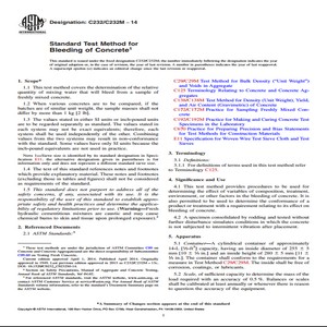 ASTM C232/C232M 14 Standard Test Method for Bleeding of Concrete