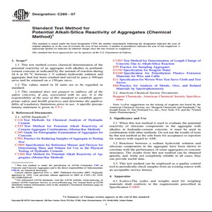 ASTM C289 − 07 Standard Test Method for Potential Alkali-Silica Reactivity of Aggregates Chemical Method