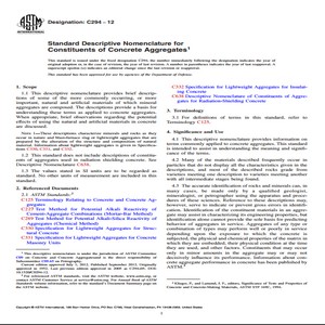 ASTM C294 − 12 Standard Descriptive Nomenclature for Constituents of Concrete Aggregates