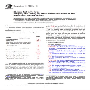 ASTM C311/C311M 13 Standard Test Methods for Sampling and Testing Fly Ash or Natural Pozzolans for Use in Portland-Cement Concrete