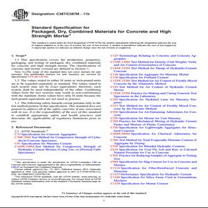 ASTM C387/C387M − 11b Standard Specification for Packaged Dry Combined Materials for Concrete and High Strength Mortar