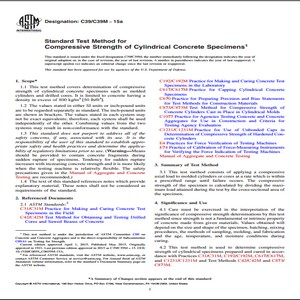 ASTM C39/C39M 15a Standard Test Method for Compressive Strength of Cylindrical Concrete Specimens1