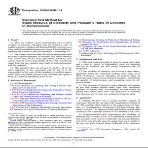 ASTM C469/C469M − 14 Standard Test Method for Static Modulus of Elasticity and Poissons Ratio of Concrete in Compression