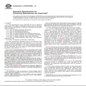 ASTM C494/C494M − 13 Standard Specification for Chemical Admixtures for Concrete