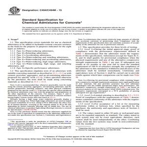 ASTM C494/C494M − 15 Standard Specification for Chemical Admixtures for Concrete