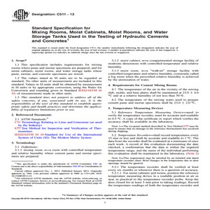 ASTM C511 − 13 Standard Specification for Mixing Rooms Moist Cabinets Moist Rooms and Water Storage Tanks Used in the Testing of Hydraulic Cements and Concretes