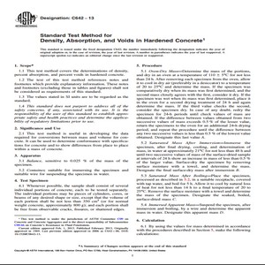 ASTM C642 − 13 Standard Test Method for Density Absorption and Voids in Hardened Concrete