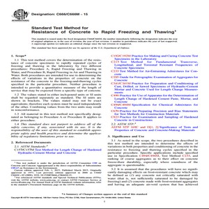 ASTM C666/C666M − 15 Standard Test Method for Resistance of Concrete to Rapid Freezing and Thawing