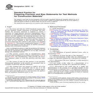 ASTM C670 − 13 Standard Practice for Preparing Precision and Bias Statements for Test Methods for Construction Materials