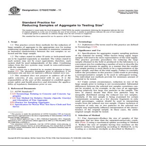 ASTM C702/C702M − 11 Standard Practice for Reducing Samples of Aggregate to Testing Size