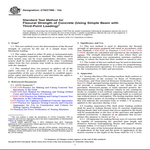 ASTM C78/C78M − 15a Standard Test Method for Flexural Strength of Concrete Using Simple Beam with Third-Point Loading