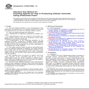 ASTM C796/C796M − 12 Standard Test Method for Foaming Agents for Use in Producing Cellular Concrete Using Preformed Foam