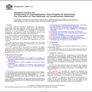 ASTM C802 − 14 Standard Practice for Conducting an Interlaboratory Test Program to Determine the Precision of Test Methods for Construction Materials