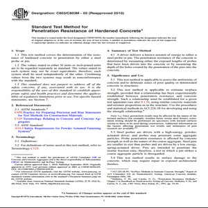 ASTM C803/C803M − 03 Reapproved 2010 Standard Test Method for Penetration Resistance of Hardened Concrete