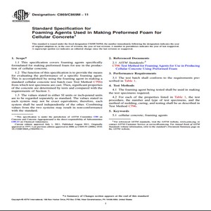 ASTM C869/C869M − 11 Standard Specification for Foaming Agents Used in Making Preformed Foam for Cellular Concrete