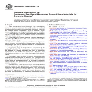 ASTM C928/C928M − 13 Standard Specification for Packaged Dry Rapid-Hardening Cementitious Materials for Concrete Repairs