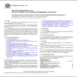 ASTM C937 − 10 Standard Specification for Grout Fluidifier for Preplaced-Aggregate Concrete