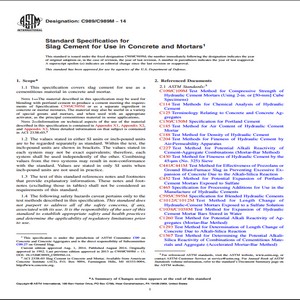 ASTM C989/C989M − 14 Standard Specification for Slag Cement for Use in Concrete and Mortars