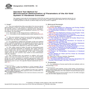 ASTM C457/C457M − 12 Standard Test Method for Microscopical Determination of Parameters of the Air-Void System in Hardened Concrete